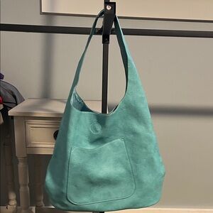 Turquoise Leather Single Shoulder Purse